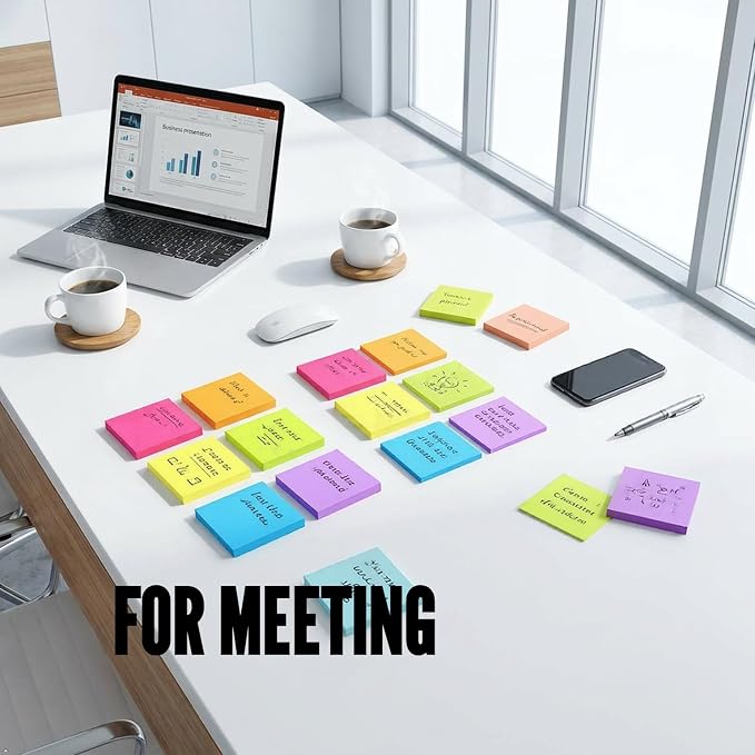 Sticky Notes 3x3 Inches,Bright Colors Self-Stick Pads, Easy to Post for Home, Office, Notebook, 82 Sheets/pad