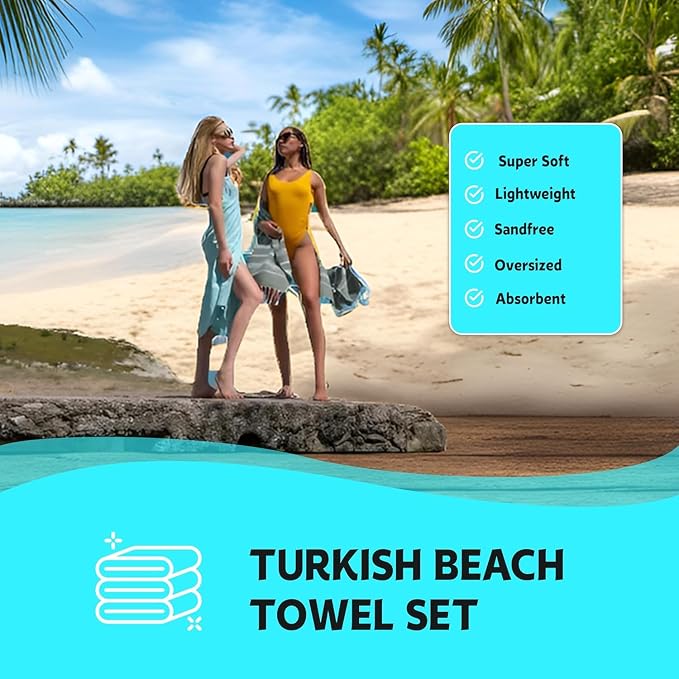 HAVLULAND Turkish Beach Towels, Set of 12, Oversized 72"x40" - Yellow | Soft Hammam Peshtemal, Sand Free, Quick-Dry, Absorbent Bath Towel | Lightweight & Compact for Travel, Pool, Gym, Spa