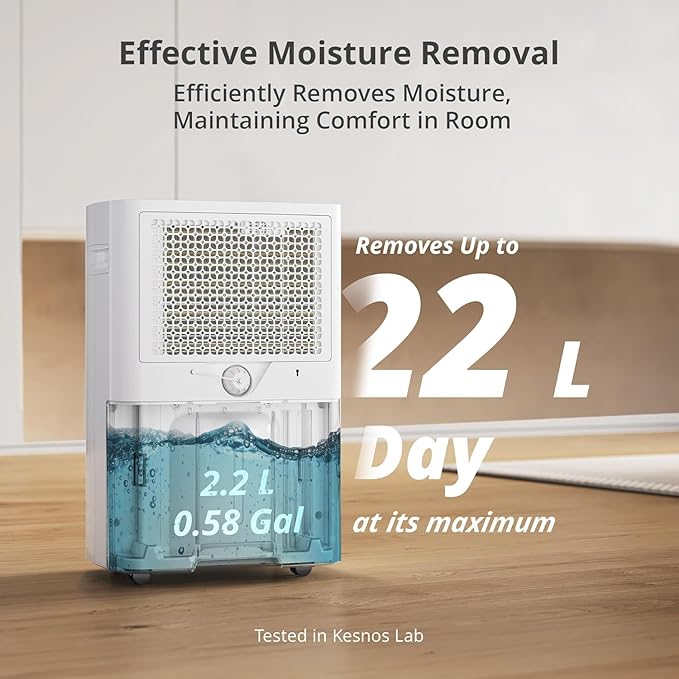 Kesnos 4500 Sq. Ft Dehumidifier for Home with Drain Hose -Ideal for Basements, Bedrooms, Bathrooms, Laundry Rooms -with Intelligent Control Panel, Front Display, 24 Hr Timer and 0.69 Gallon Water Tank