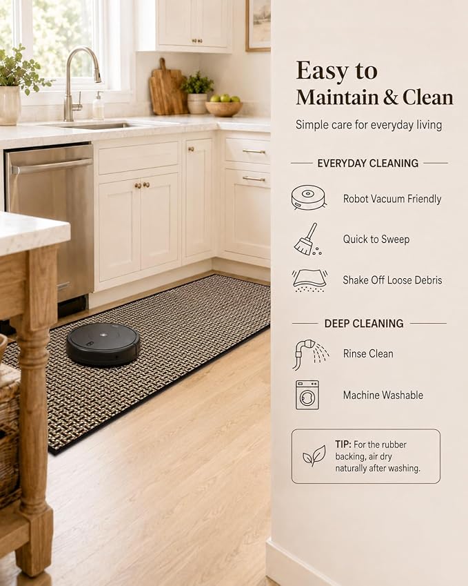 eqivei Kitchen Runner Rug, 24" x 59" Non-Slip Washable Kitchen Mat with Rubber Backing for Floor, Island Walkway, Hallway or Laundry Room