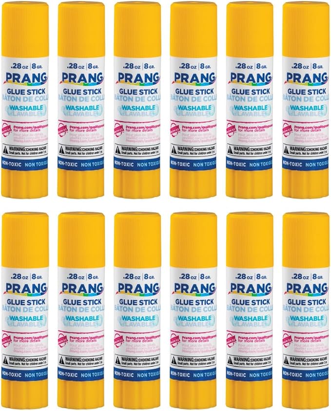 Prang Washable Glue Stick, Clear, 0.28 oz., 12 Count