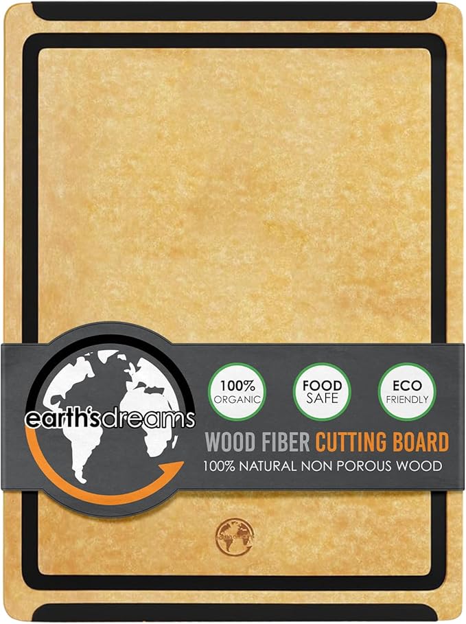 Earth’s Dreams Composite Wood Cutting Board 17” x 12”, Built in Groove | Extra Large, Non-Toxic, Dishwasher Safe, Knife-Friendly, Heavy-Duty Kitchen & Charcuterie Board