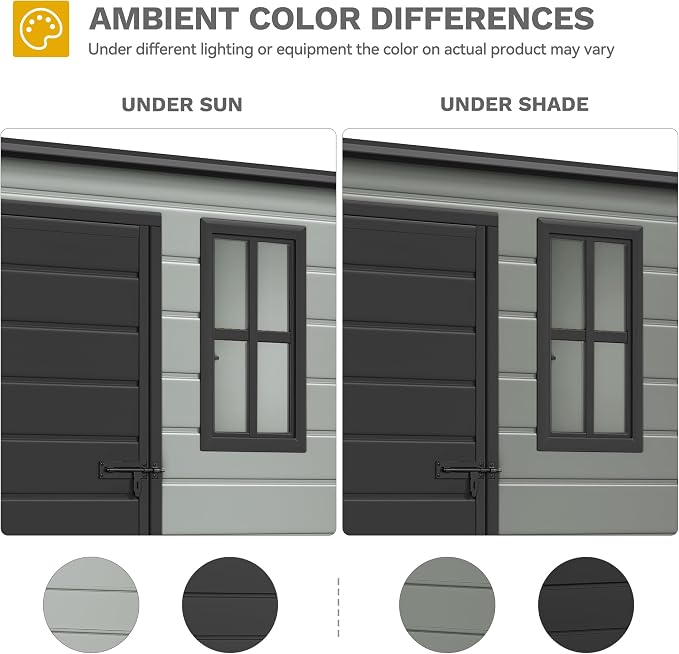 DWVO 5x3 FT Outdoor Storage Shed with Reinforced Floor, All-Weather Resin Storage Shed with Lockable Door & Window, Waterproof Plastic Tool Shed for Garden, Backyard, Patio, Lawn,Blue-Gray+Black