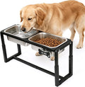 Metal Elevated Dog Bowls Medium/Large Breed with 2 Thick 1.2GAL Stainless Steel Raised Dog Bowl, Adjustable Height 3 Levels (8.8"-11.5"-14") Neck & Joint Protection