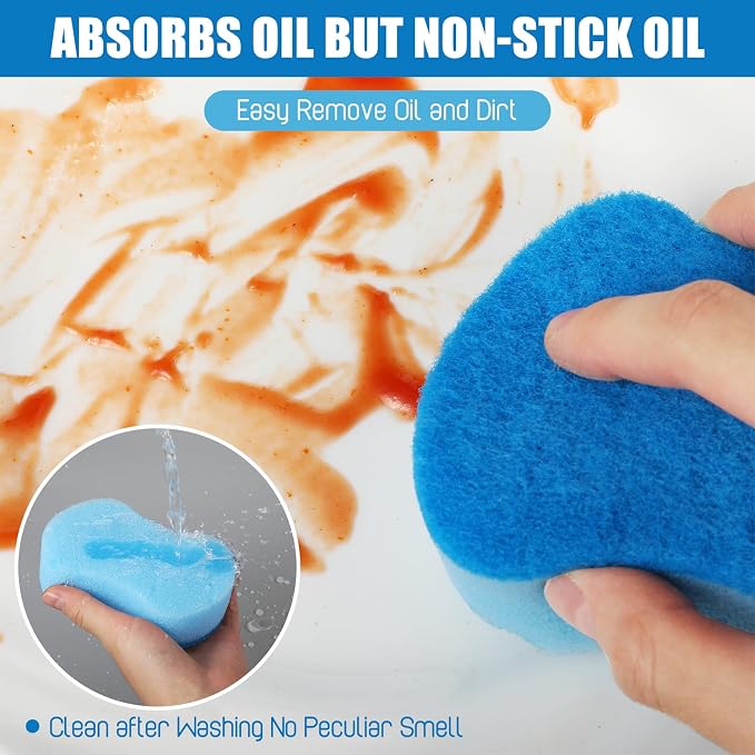 Tanlade 120 Pcs Individually Wrapped Sponges Kitchen Bulk Non Scratch Scouring Sponges for Dishes Household Cleaning Travel Apartments Hotel Car (Blue)