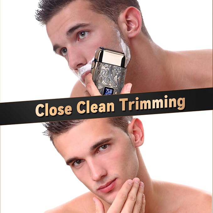 Ufree Foil Shaver for Men, Electric Razor, Face Shaver | Handles 1–2 mm Stubble, 3-Speed Motor for Coarse Thick Hair, Works on Face and Head, Type-C LED Display, Replaceable Foil