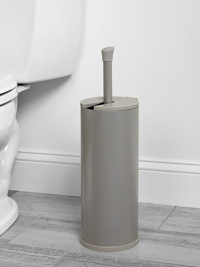 Zenna Home Easy Access Brushed Nickel Toilet Paper Holder, Rustproof, Holds 3 Rolls, Toilet Paper Storage with Lid and Easy Grip Handle, Bath Tissue Holder with Lid, Brushed Nickel