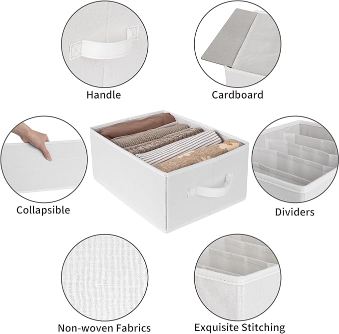 GRANNY SAYS Wardrobe Clothes Organizer, Drawer Organizers for Clothing, Closet Organizers and Storage, Organizer for Drawer, Pants, Jeans, T Shirt, Beige, 4-Pack