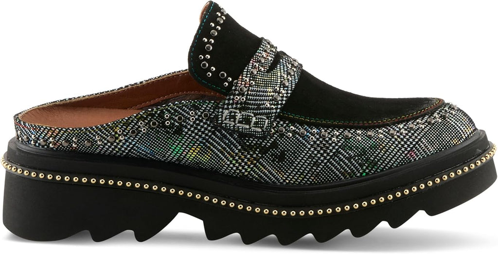 Spring Step L'Artiste Women's Clogona | Leather and suede upper with studded trim, slide-on closure, microsuede lining and insole, and polyurethane outsole