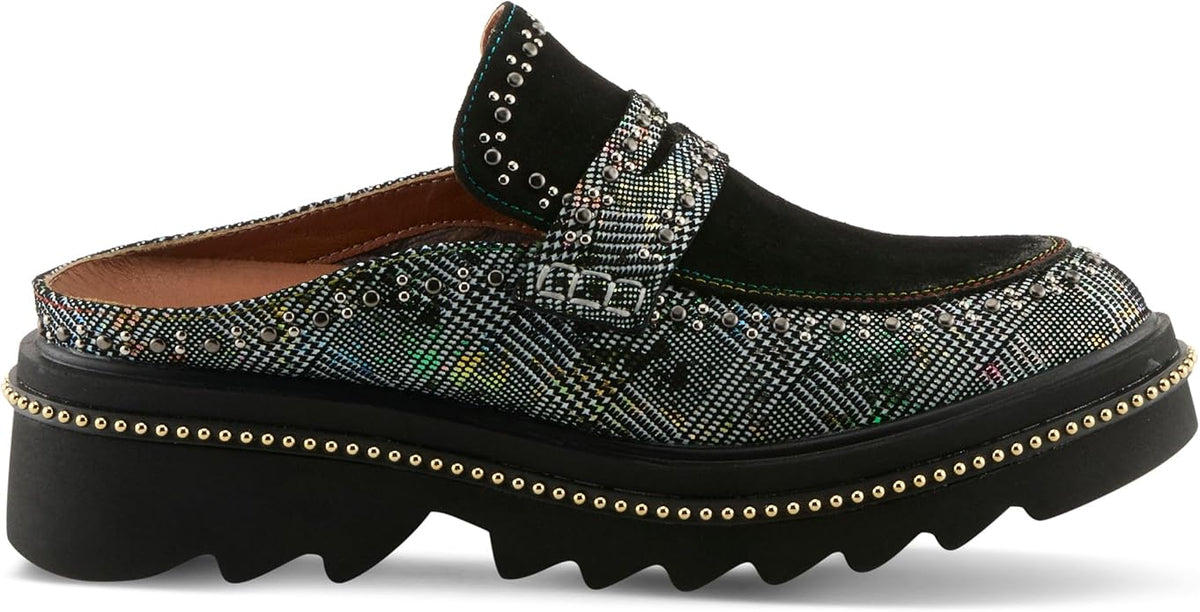 Spring Step L'Artiste Women's Clogona | Leather and suede upper with studded trim, slide-on closure, microsuede lining and insole, and polyurethane outsole