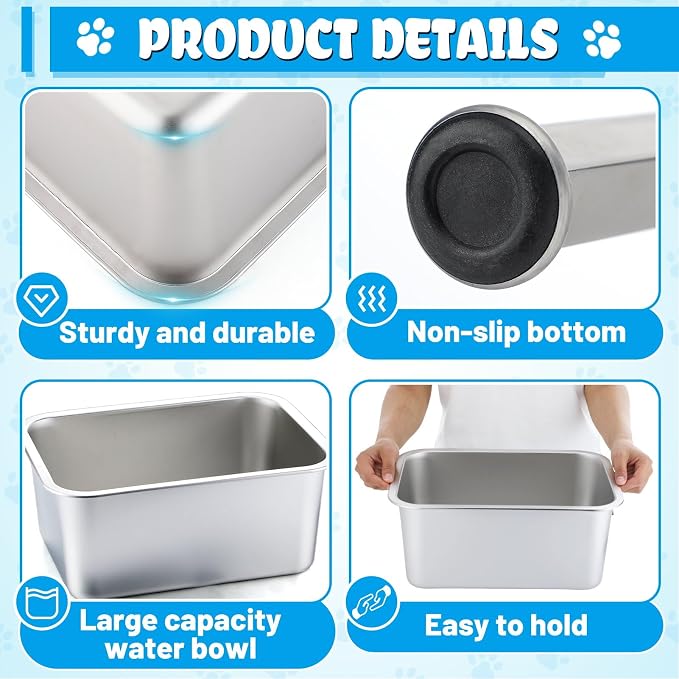MEWTOGO 3 Gallons Large Elevated Dog Water Bowl, Relief Joint Pressure | 11.5'' H Sturdy Stainless Steel Raised Dog Bowl with Stand for Extra Large Dogs, Easy to Clean & Assemble for Indoor Outdoor