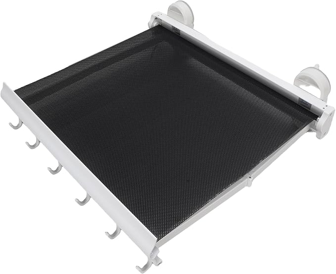 Wall Mounted Clothes Drying Rack, Retractable Hidden Laundry Drying Mesh Net, Suction Cup Clothes Organizer with Strong Suction Cups, Ideal for Socks, Underwear & Small, (White)