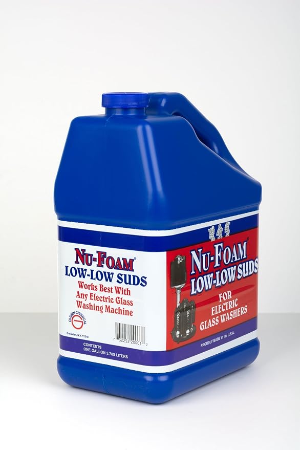Nu-Foam Low Low Suds Liquid Detergent for Bar Glassware - Original Streak-Free Solution - Hand Washing Bar, Tavern, Brewery Supplies - Concentrated - 1 Gallon (Pack of 1)