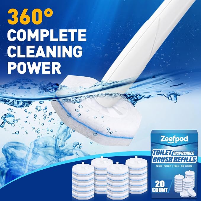 Toilet Cleaner Refill Pads, Disposable Toilet Bowl Cleaner Refill for Toilet Cleaner Wand, Single-Use Hygienic Scrubber Heads, 20 Count