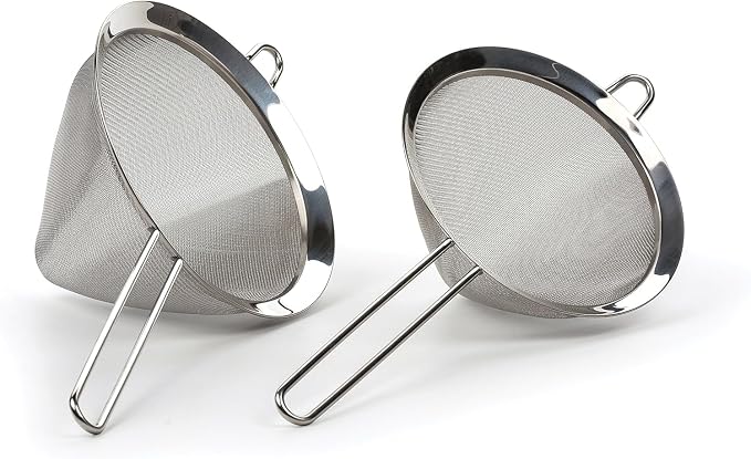 RSVP International Endurance Kitchen Collection, Stainless Steel Fine Mesh Conical Sieve/Colander, Multi-Purpose for Cooking, Baking, Loose Leaf Tea, Bar Strainer Cocktails, 7-Inch