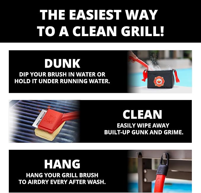 Grill Brush Bristle-Free– Safe BBQ Grill Brush for Gas, Charcoal, Cast Iron & Stainless Grates – Durable, Heat-Resistant Grill Cleaning Brush with Replaceable Head & Hanging Hook