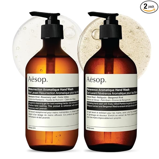 Aesop Resurrection & Reverence Aromatique Hand Wash Set – Nourishing Hand Wash & Gentle Exfoliating Hand Soap Duo | Botanical Cleansers Made with Hydrating Essential Oil Blend | 16.9 oz Each (2 Pack)