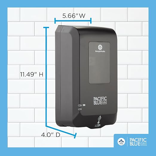 Georgia-Pacific (53590) Pacific Blue Ultra Automated Soap Dispenser, Black, Wall Mounted, Easy To Install & Maintain, Batteries Included