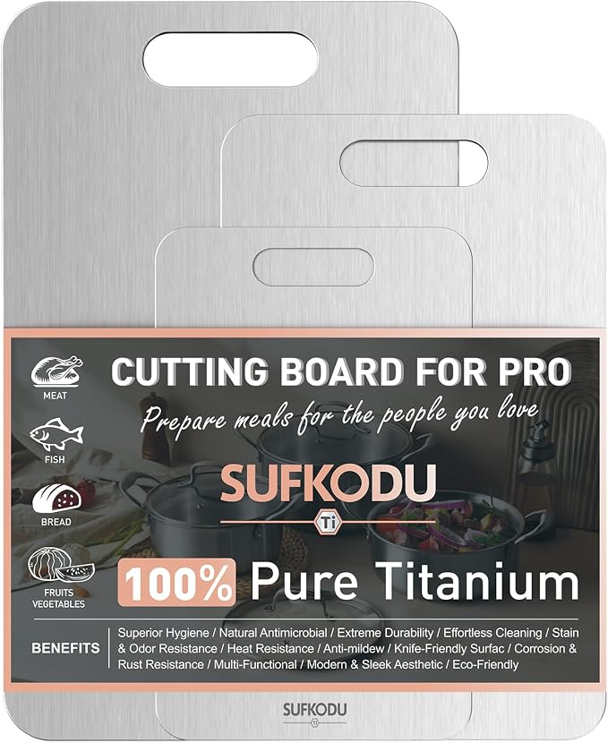 3 Piece Titanium Cutting Boards for Kitchen, Double-Sided Non-toxic Titanium Cutting Board, Dishwasher Safe Cutting Board for Meat, Vegetables, Fruits & Daily Food Prep