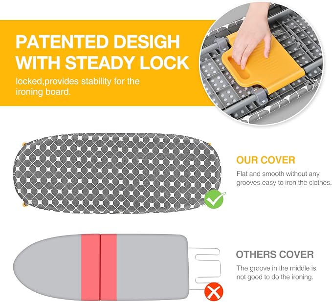 APEXCHASER Foldable Ironing Board, Tabletop Small Iron Board with Heat Resistant Covers, Portable Folding Mini Iron Table with Non-Slip Feet for Home, Laundry Rooms, Dorms, Travel Use, Gray