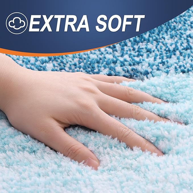 OLANLY Bathroom Runner Rugs Mat 47x17, Extra Soft Absorbent Microfiber Bath Rugs, Rubber Backing, Quick Dry, Washable Long Bath Mats for Bathroom, Tub and Shower, Home Decor Accessories, Peacock Blue