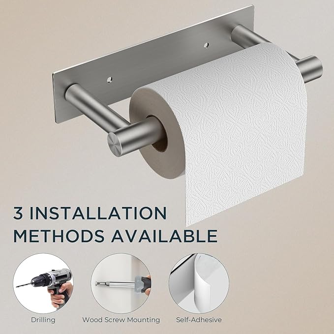 FORIOUS Toilet Paper Holder Wall Mount, Stainless Steel Rustproof Double Post Pivoting Tissue Roll Holder for Bathroom, Commercial Toilet Paper Dispenser (Stainless Steel, Modern Square 2 Pack)