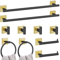 10 Pieces Black Gold Towel Bar Set, 23.6 Inch Bathroom Accessories Set SUS304 Stainless Steel Bathroom Hardware Set Towel Racks for Bathroom Wall Mounted.