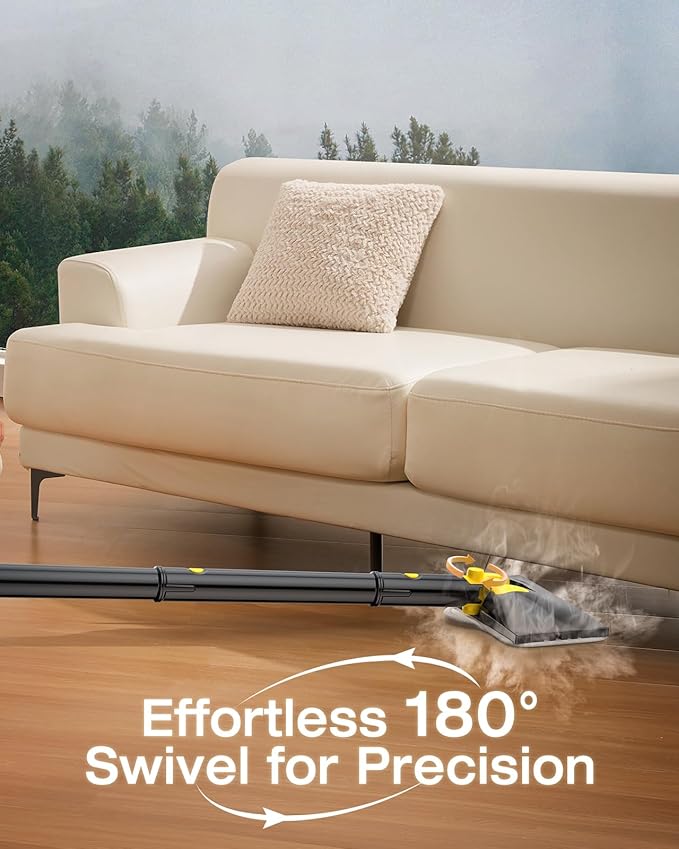 10-in-1 Steam Mop with Detachable Handheld Steamer,350ml Tank, 10s Heat-Up, 248°F Steam Cleaner, 2-Level Control and Swivel Head for Floor,Carpet,Tiles, BBQ grill,Car Accessories Dark Grey