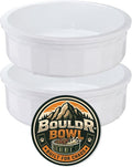 Pet Crock Bowl - 2 Pack – Thick Durable Plastic Non-Tip Food & Water Dish for Dogs, Cats - Indoor/Outdoor - Chew Resistant, Easy Clean BouldrBowl from Healthy Surplus® (White, 48oz Large)