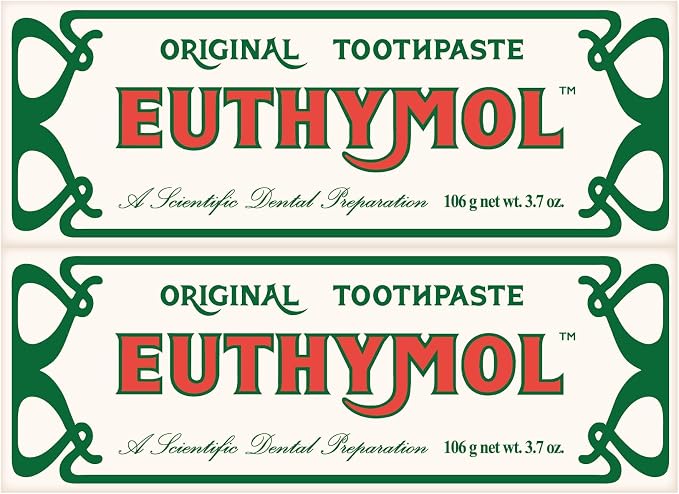 EUTHYMOL Original Pink Toothpaste, Fluoride-Free | 3.7 fl oz*2 (2 Pack) | Fluoride-Free Toothpaste for Sensitive Teeth & Gum. Bad Breath, Cavity Prevention, 12-Hour Long Lasting Freshness