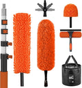 SISUPASSIE 36FT Reach High Ceiling Duster Kit, Window Cleaning kit with 7-30FT Extension Pole, Fan Duster for Ceiling Fan Blades, Microfiber Feather Duster, Window Squeegee, Bucket and Cobweb Duster