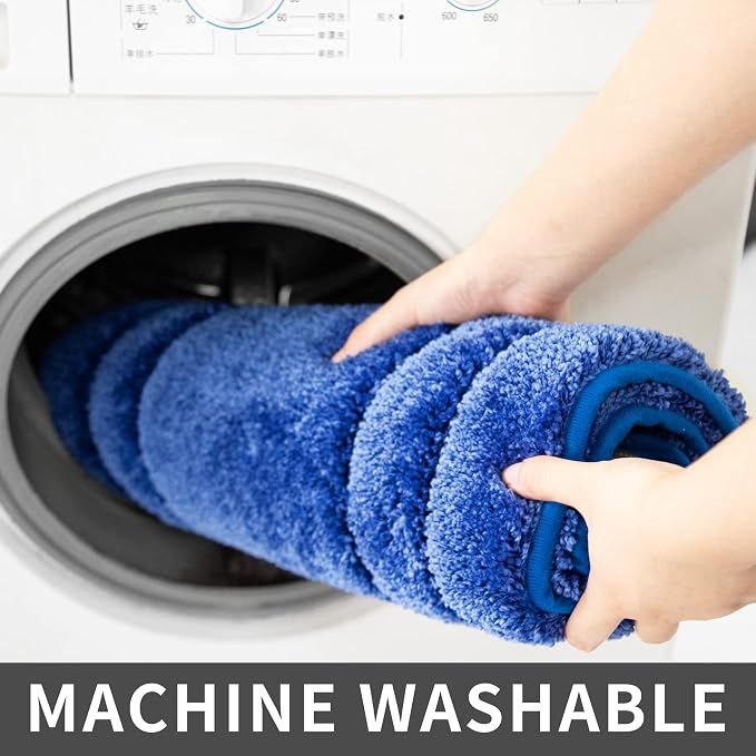 COSY HOMEER Extra Thick Bath Rugs Sets for Bathroom - Anti-Slip Bath Linen Sets Mats Soft 100% Strong Polyester Living Room Bedroom Water Absorbent(Blue,20x32+24x48 -Inches)