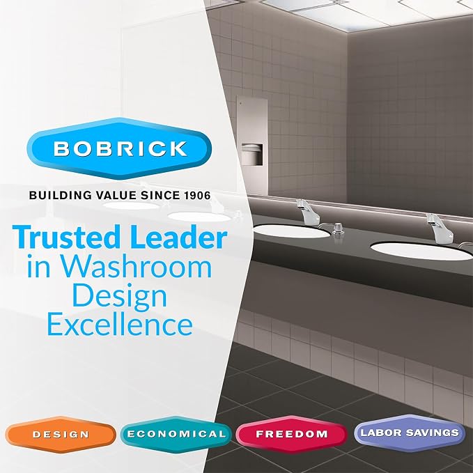 Bobrick B-822 Manual Top Fill Liquid Soap Dispenser 34 fl oz. (1L) Liquid Soap Capacity, 4- Inch Free-Turning Spout for Public Restroom Countertops, Chrome Finish