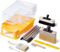 Voomey 7.5-Inch Heavy-Duty Deck Brush Kit, 51 Inch Adjustable Extension Rod, Paint Tray 9 Inch with Liner, Wood Stain Brush, Designed for Quick Painting of Decks, Wood, and Floors