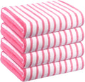 JML Microfiber Beach Towels, 4 Pack, 27" x 55", Stripe Pink | Soft, Super Absorbent, Fast Drying Bath Towel Set for Swimming, Pool, Summer Beach Party