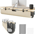 No Drill Under Desk Cable Management Tray, 45.2" Felt Cord Organizer | Clamp or Screw Mount, Converts to Privacy Panel, Pegboard Design, Wire Management for Standing Desk & Home Office