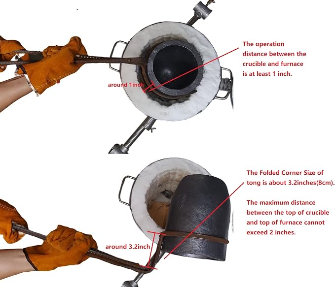 LSMIITTH 12-16KG Crucible Tongs and Lifter - 2 in 1 Metal Casting Foundry Tool Smelting Casting Tools Gas Metal Melting Furnace Tools A