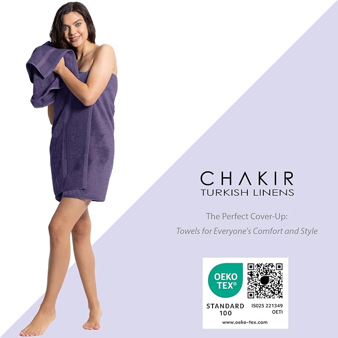 Chakir Turkish Linens 4 Piece Bath Towel Set, 100% Cotton Luxury Turkish Towels for Bathroom, Soft Absorbent Bath Towels, 27 x 54 Inches, Plum