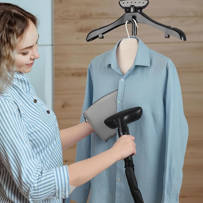 Foldable Steam Board with Ironing Glove and Storage Bag 36" x 16" Foldable Steam Board 360° Rotating Hook for High Pressure Clothes Steaming Standing Steamer for Home and Travel Use