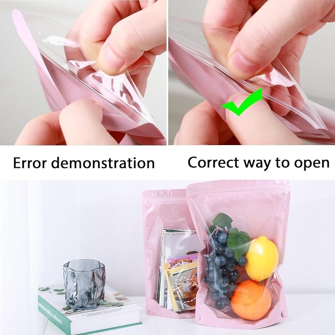 150 Pcs 4x6 Mylar Bags for Food Storage Mylar Bags with Window Stand Up Pouches Small Resealable Smell Proof Bags Freeze Dried Candy Packaging Bulk