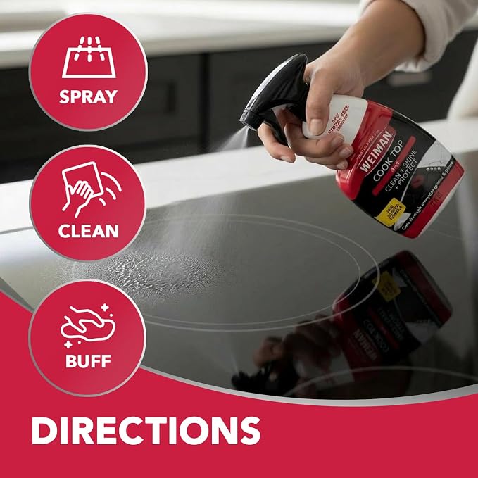 Weiman 6-Pack Cooktop Cleaning Spray – Cooktop & Oven Cleaner for Streak & Residue Free - Non-Abrasive Degreaser Safe for Glass & Ceramic