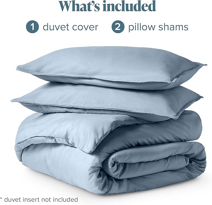Bare Home Bedding Duvet Cover Queen Size - Premium 1800 Super Soft Collection - Lightweight, Cooling - Soft Breathable Bedding Duvet Cover (Queen, Dusty Blue)