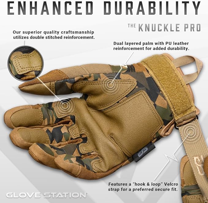 Glove Station Hard Knuckle Utility Gloves, Touchscreen, THKFF, Comfort, 2XL | TPR Impact Shield, Touchscreen Compatible - Motorcycle, Outdoor & Utility Use