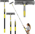 Window Squeegee with Extension Pole, 20FT Reach Squeegee for Window Cleaning, 2-in-1 Windows Washer, 180°Rotated Windows Cleaner Squeegees, Washable Window Squeegees for Home, Mirror, Car