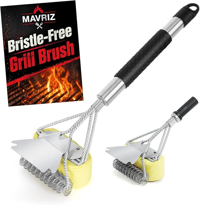 Bristle Free Grill Brush, 3 in 1 Steam Cleaner Brush with Extra Replacement Head, Heavy Duty BBQ Grill Brush for Outdoor Grill