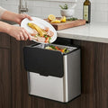HOLDN’ STORAGE 6L Compost Bin Kitchen for Countertop, Hang-on Cabinet Door, Small Trash Can with Lid, Odor Control, Stainless Steel, Fingerprint-Resistant, for Bathroom, RV, Office