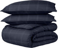 Bare Home Bedding Duvet Cover King Size - Premium 1800 Super Soft Collection - Lightweight, Cooling - Soft Breathable Bedding Duvet Cover (King, Modern Plaid - Midnight Blue/White)