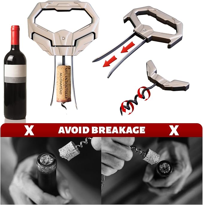 Diamond 3-in-1 Ah So Wine Opener & Two Prong Cork Remover | Vintage Cork Saver,3-in-1 Function,Durable Steel Progss,Effortless Uncorking,Gift Box Included