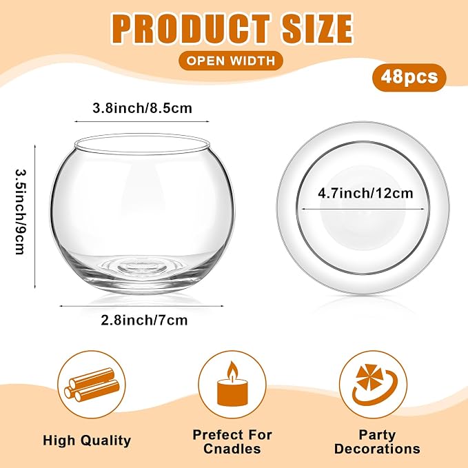 48 Pcs Fish Bowl Bubble Vase Bulk,3.5" h X 4.7" w