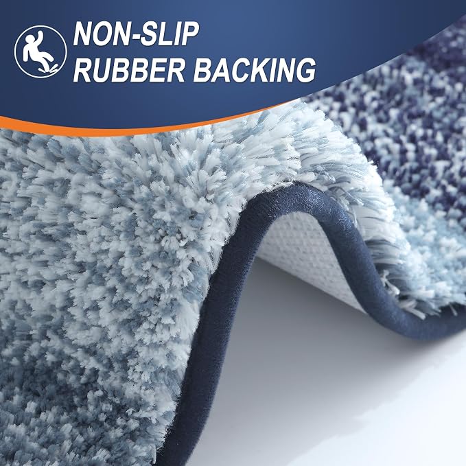 OLANLY Bathroom Rugs Mat 36x24, Extra Soft Absorbent Microfiber Bath Rugs, Rubber Backing, Quick Dry, Machine Washable Bath Mats for Bathroom Floor, Tub and Shower, Home Decor Accessories, Airy Blue